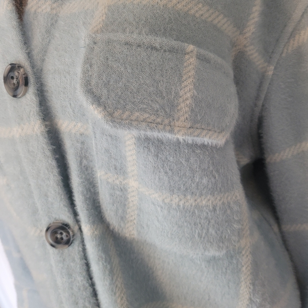 Z SUPPLY Tucker Plaid Shacket/Coat, NWOT, S, Morning Fog - Exc Quality!!🩵🤍 - Picture 10 of 16